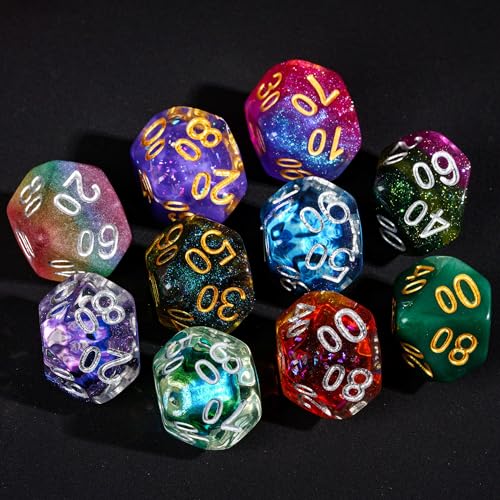 HDdais 10 Pack Polyhedral Dice Set, Random Color 10 Sided Dice for D&D, DND, Table Games, Role Playing Game - Image 4
