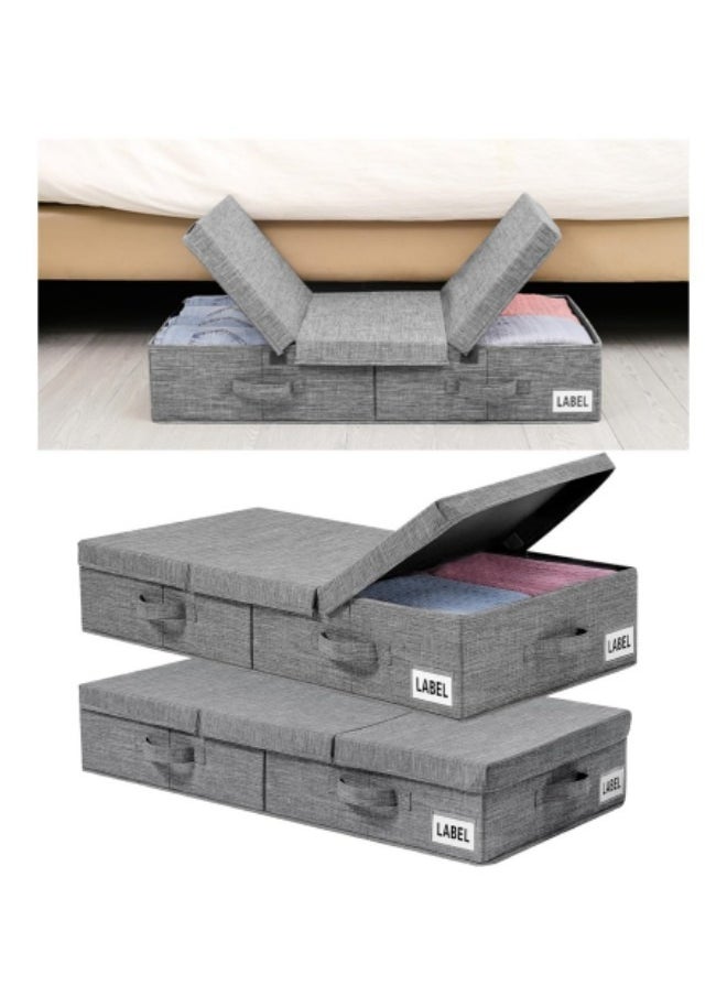 GGEROU - Under Bed Storage with Lids 2Pcs Large Underbed Storage Containers with Handles and Labels Foldable Stackable Drawer Organizer Bins Box for Clothes Shoes Blankets - Image 1