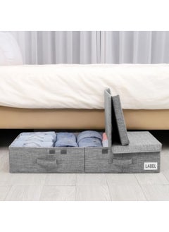GGEROU Under Bed Storage with Lids 2Pcs Large Underbed Storage Containers with Handles and Labels Foldable Stackable Drawer Organizer Bins Box for Clothes Shoes Blankets  - Image 4