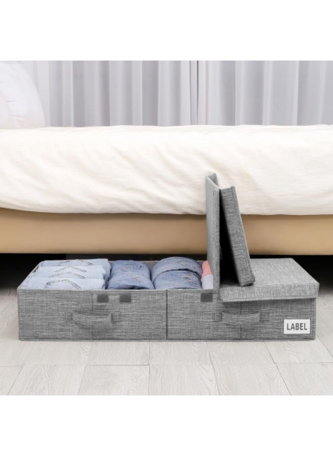 GGEROU - Under Bed Storage with Lids 2Pcs Large Underbed Storage Containers with Handles and Labels Foldable Stackable Drawer Organizer Bins Box for Clothes Shoes Blankets - Image 1
