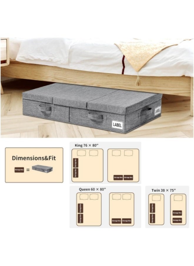 GGEROU - Under Bed Storage with Lids 2Pcs Large Underbed Storage Containers with Handles and Labels Foldable Stackable Drawer Organizer Bins Box for Clothes Shoes Blankets - Image 1