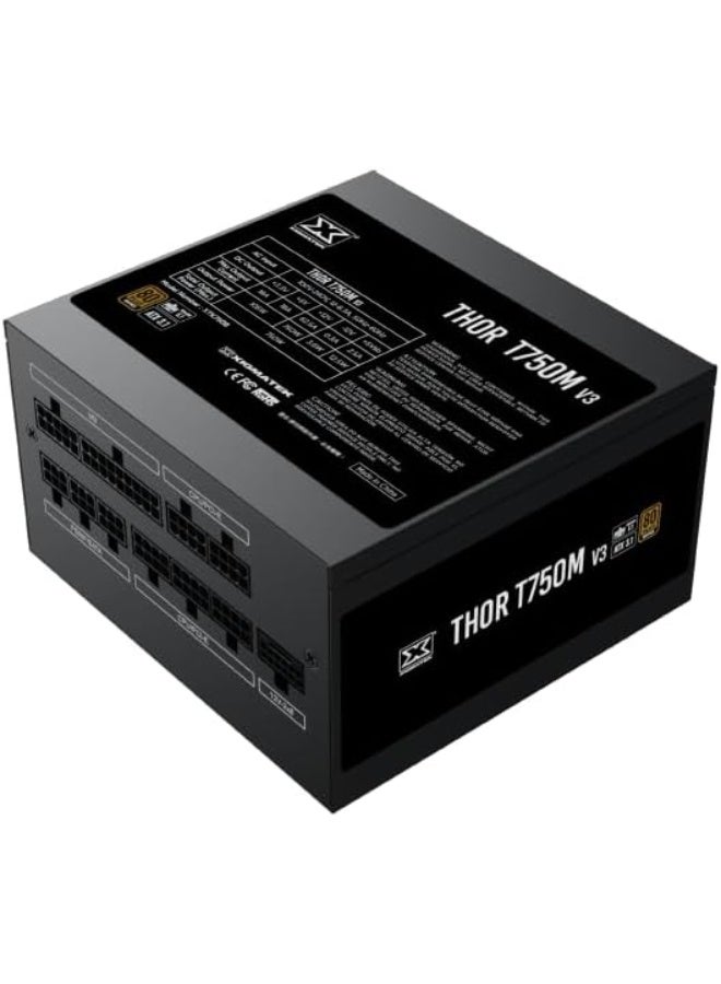 زيجماتيك ثور T750M V3 (نطاق كامل، 80+برونز، DF APFC و DC إلى DC، مروحة TW12cm، كابل مسطح كامل التوصيل باللون الأسود، الجيل 5.1، سلك SASO، صندوق ملون) - Image 2