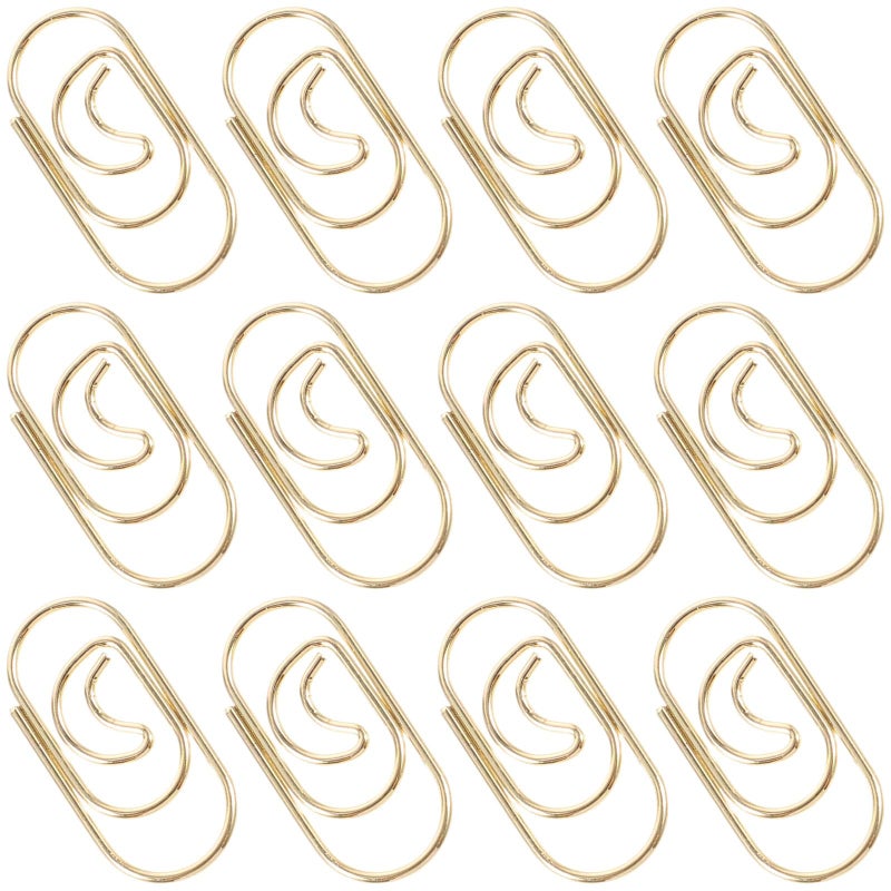 Gold Small Crescent Shaped Metal Decorative Document Clips 100pcs Multi Use Office Paperclips - Image 2