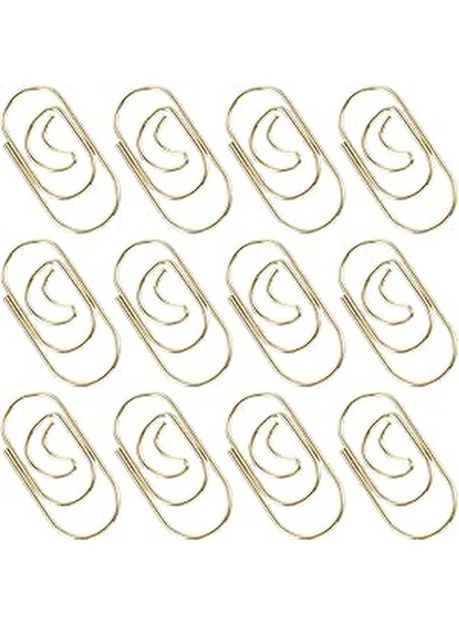 Gold Small Crescent Shaped Metal Decorative Document Clips 100pcs Multi Use Office Paperclips - Image 1