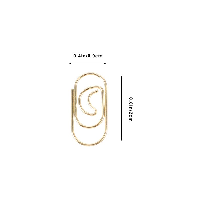 Gold Small Crescent Shaped Metal Decorative Document Clips 100pcs Multi Use Office Paperclips - Image 3