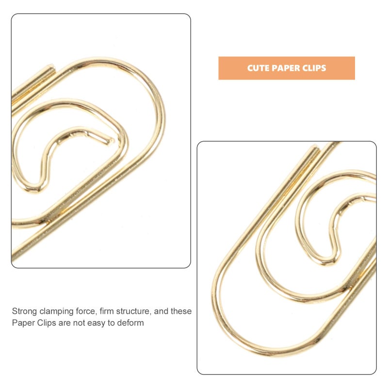 Gold Small Crescent Shaped Metal Decorative Document Clips 100pcs Multi Use Office Paperclips - Image 4