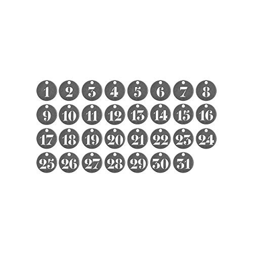Tim Holtz رموز الأرقام المعدنية من تيم هولتز إيديا-أولجي 31/عبوة، 3/4 بوصة لكل منها، نيكل عتيق (TH93244) - Image 3