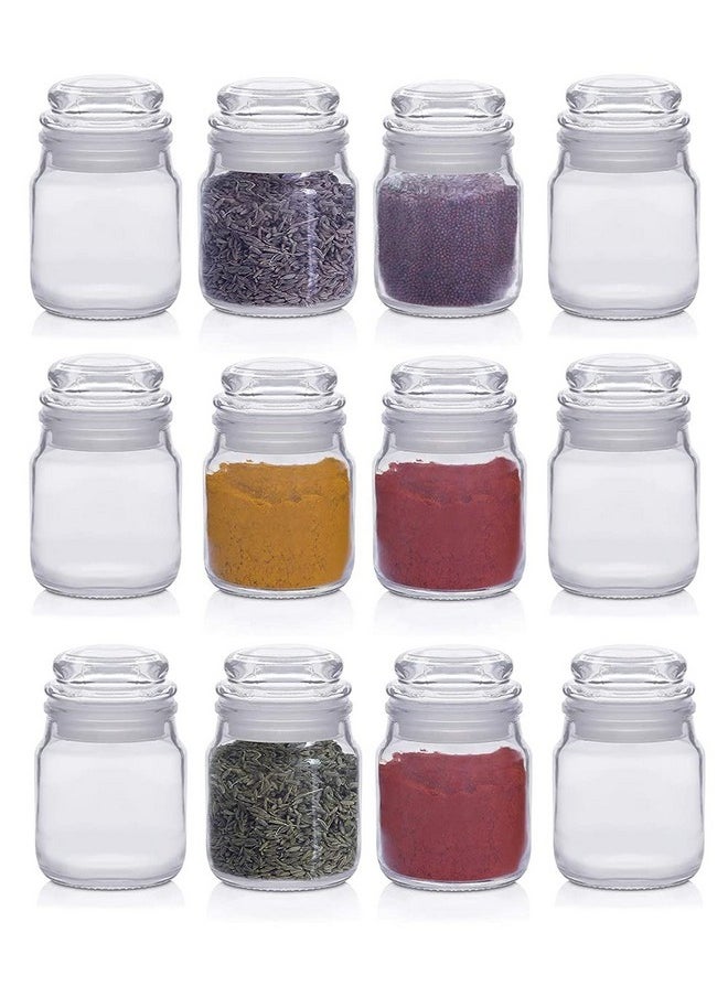 Cloudmart Cloudmart 100Ml Spice Storage Glass Jar, Kitchen Storage Jars, Honey Jar And Container, Spice Masala Jar - Airtight Lid With Rubberised Silicone Stopper (Pop Jar, 100Ml, Set Of 12) - Clear  - Image 1