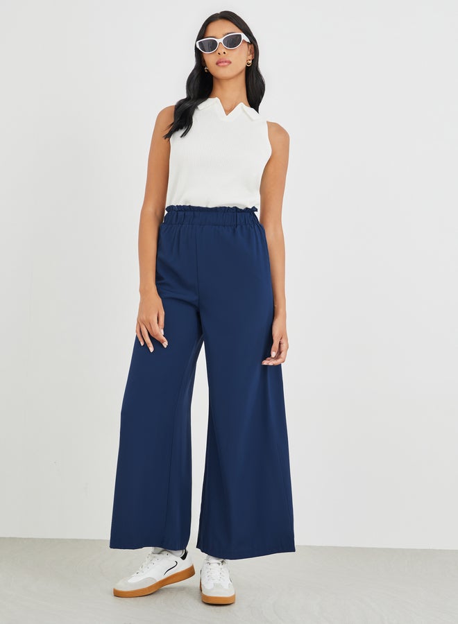 Take Two Solid Elastic Waist Wide Leg Pants - Image 1