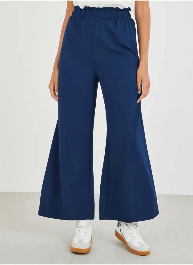 Take Two Take Two Solid Elastic Waist Wide Leg Pants