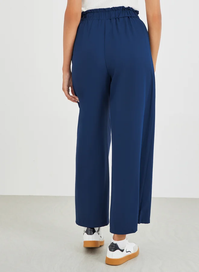 Take Two Take Two Solid Elastic Waist Wide Leg Pants