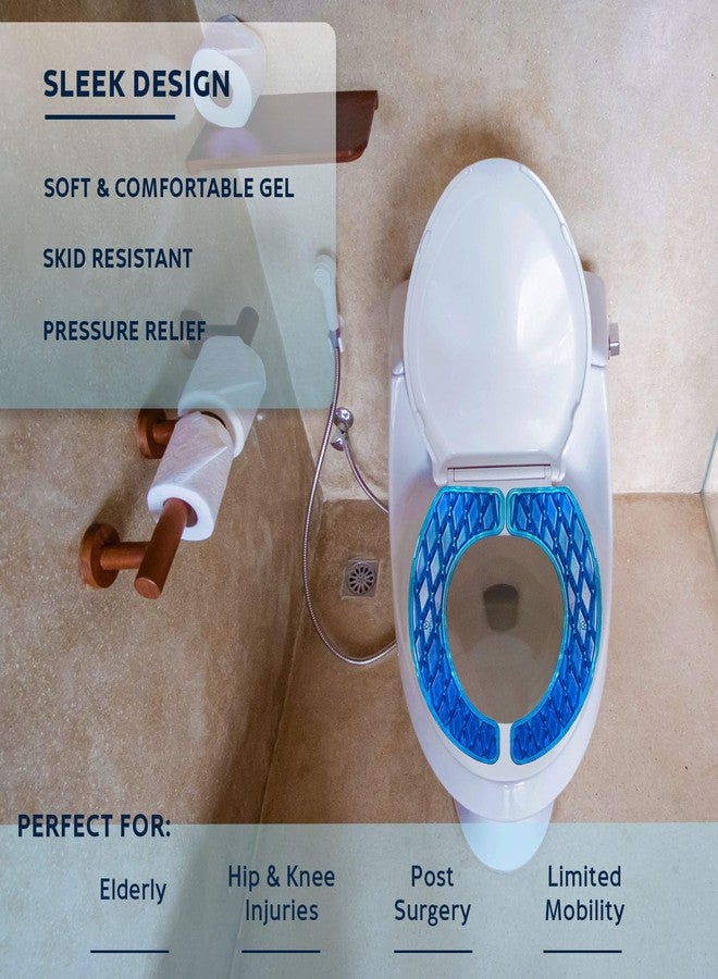 Morvat Gel Toilet Seat Cushion, Washable Padded Riser Cushion for Toilets & Commode Chair, Maximum Pain Relief Comfort & Support, Adhesive Raised Donut Pad for Elderly & Handicapped, Blue, Round - Image 5