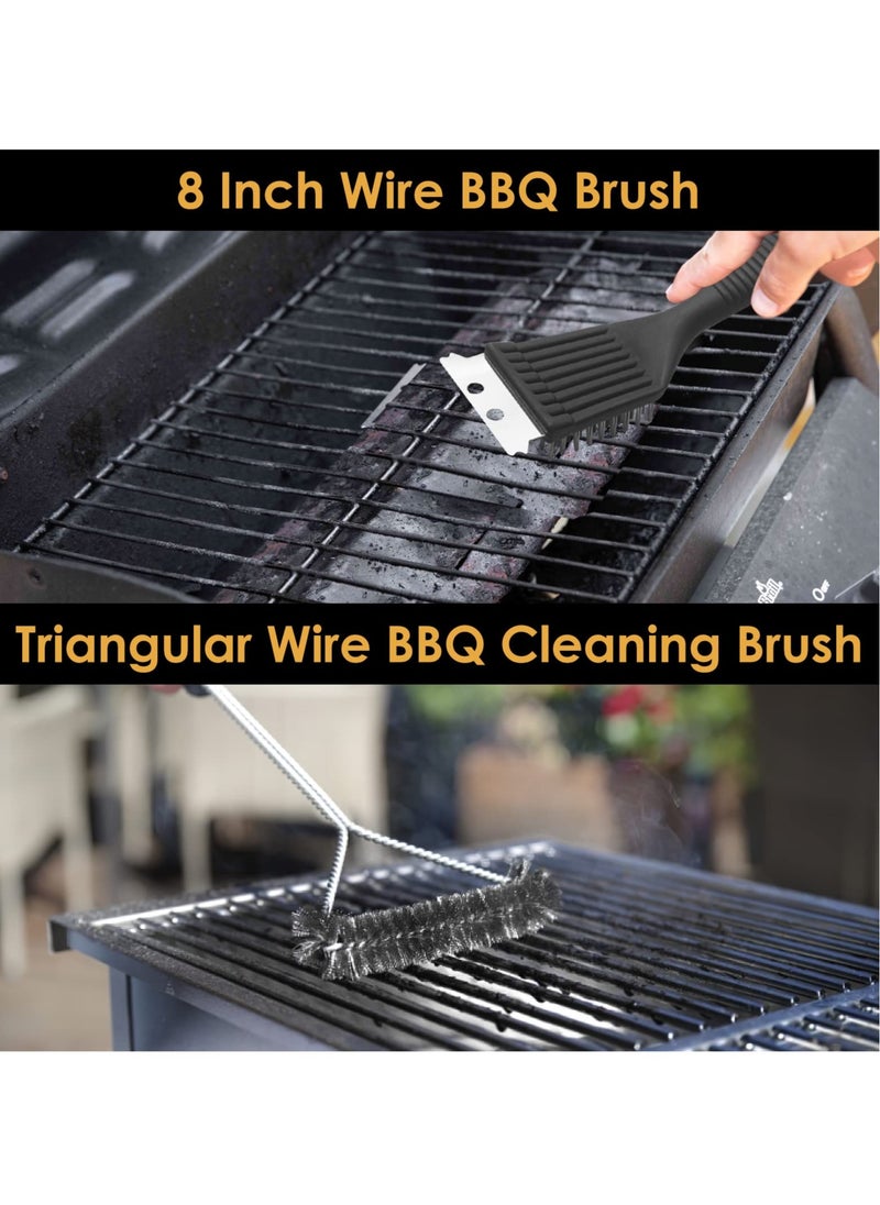 SYOSI Grill Cleaning Brush 2 Pack Triangle Metal Bristles Cleaner with Scraper and Long Handle Stainless Grill Grate Cleaner Perfect for All Grilling Tools  - Image 5