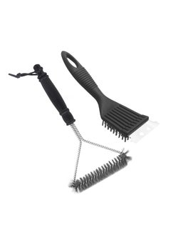 SYOSI Grill Cleaning Brush 2 Pack Triangle Metal Bristles Cleaner with Scraper and Long Handle Stainless Grill Grate Cleaner Perfect for All Grilling Tools  - Image 1