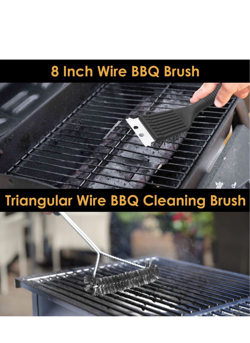 SYOSI Grill Cleaning Brush 2 Pack Triangle Metal Bristles Cleaner with Scraper and Long Handle Stainless Grill Grate Cleaner Perfect for All Grilling Tools  - Image 2