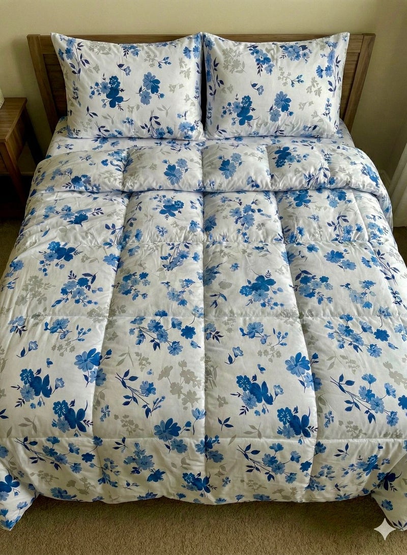 Yarlin-Quilt Cover With Zipper 220*240  (Blue Flora) Design
