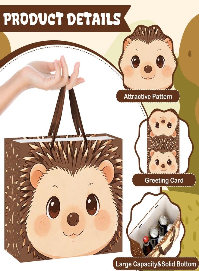 Woosytoo Cute Hedgehog Gift Bag for Baby Shower Boys Girls Woodland Animals Hedgehog Gift Bags with Wrapping Paper and Card Forest Animal Hedgehog Theme Birthday Party Favors Bag Decor Supplies for Newborn Baby Hedgehog Lover - Image 3