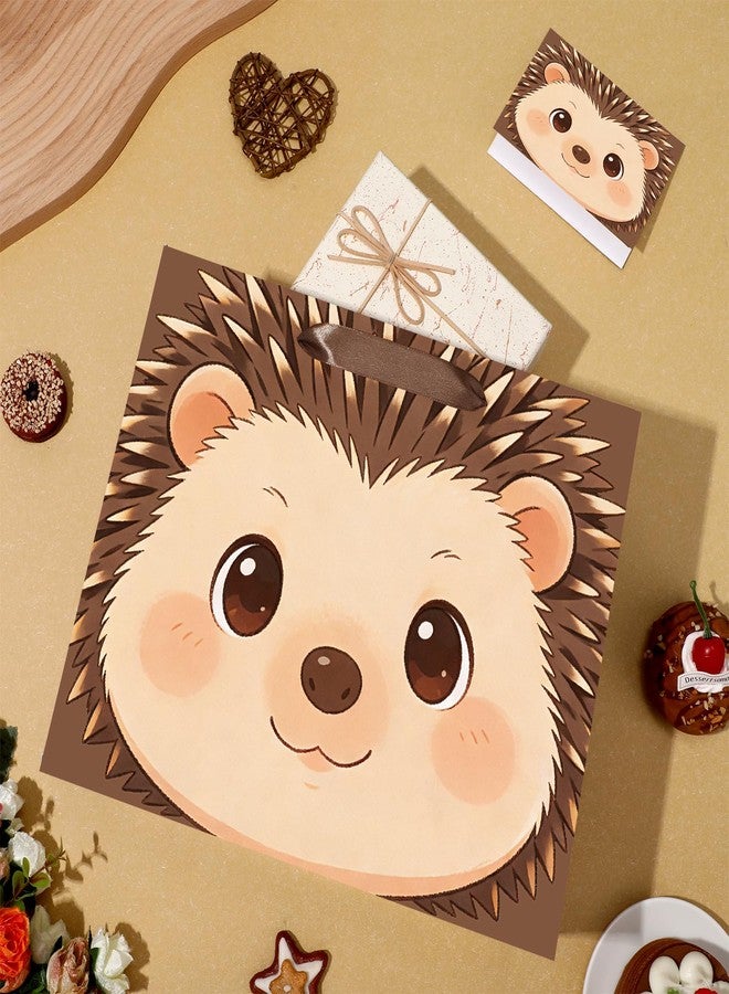 Woosytoo Cute Hedgehog Gift Bag for Baby Shower Boys Girls Woodland Animals Hedgehog Gift Bags with Wrapping Paper and Card Forest Animal Hedgehog Theme Birthday Party Favors Bag Decor Supplies for Newborn Baby Hedgehog Lover - Image 4