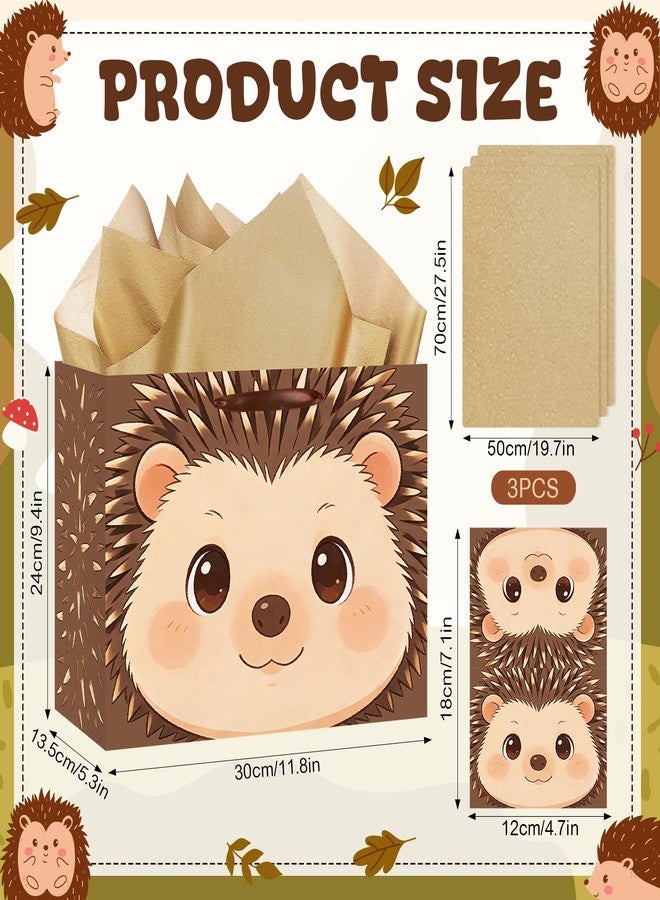 Woosytoo Cute Hedgehog Gift Bag for Baby Shower Boys Girls Woodland Animals Hedgehog Gift Bags with Wrapping Paper and Card Forest Animal Hedgehog Theme Birthday Party Favors Bag Decor Supplies for Newborn Baby Hedgehog Lover - Image 2