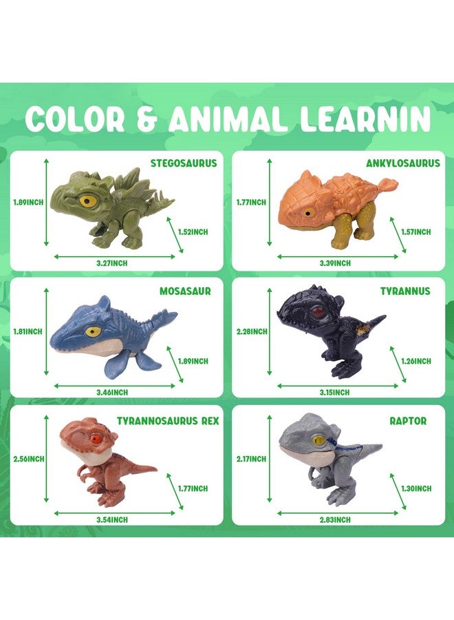 ledorr 6Pcs Dinosaur Action Figures With Movable Mouths, Dino Figure Chomp Toy Gifts 3 4 5 6 7 8 Year Old Boys And Girls. Dinosaur Figure Chomp Toys Gift For Kids  - Image 2