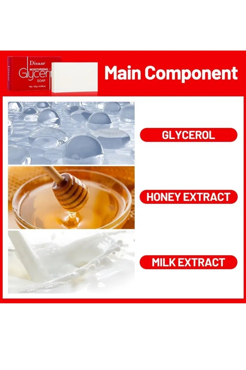 Disaar صابون الجلسرين المرطب 120 جرام مستخلص حليب العسل ينظف المسام ويعزز إشراقة البشرة ويعطي ترطيباً عميقاً للوجه والجسم - Image 4