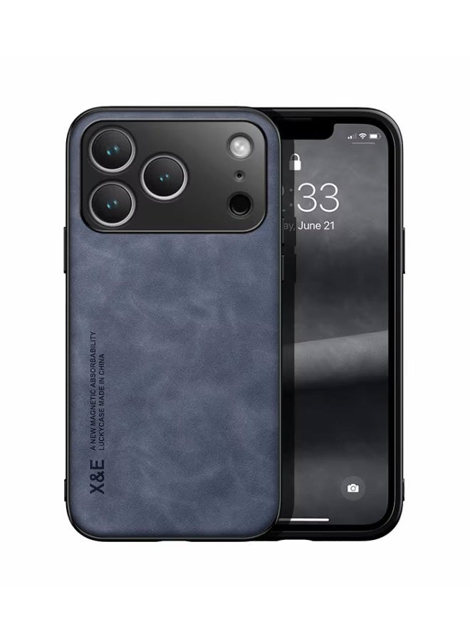 IPhone 17 Pro Max Luxury Leather Protective Case - Navy blue - Image 1