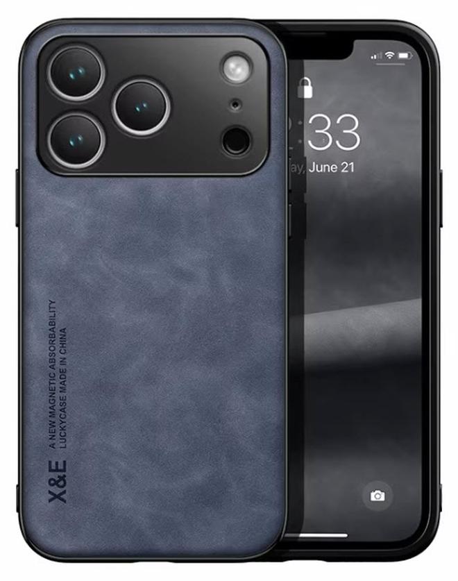 جراب حماية ايفون 17 برو ماكس من الجلد الأنيق الفاخر - كحلي - Image 1