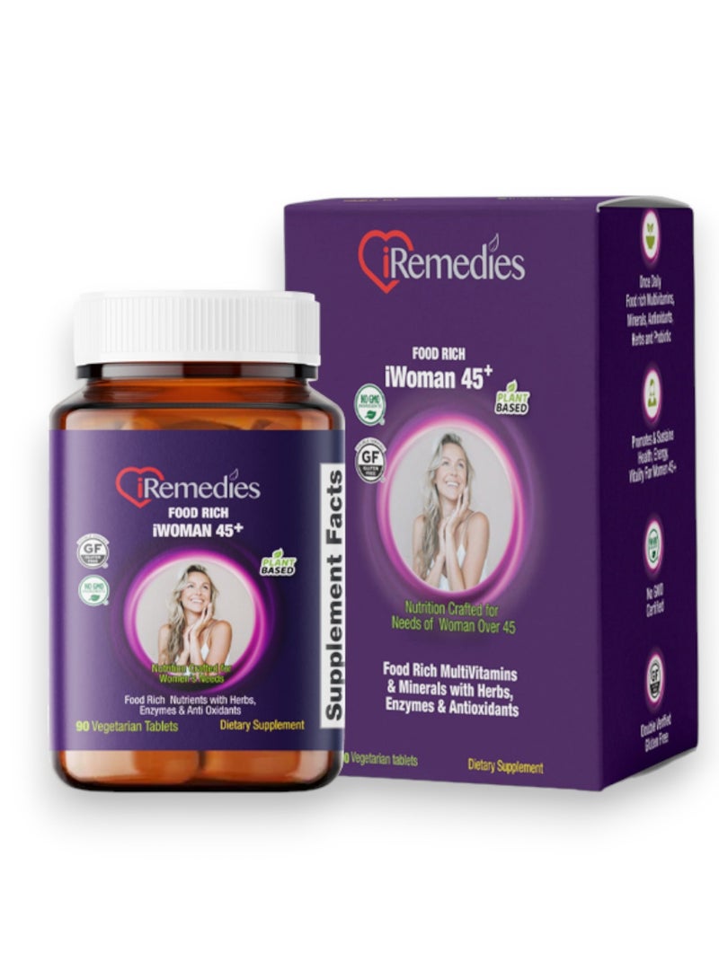 iRemedies Food Rich Iwomen 45+, 90 Vegetarian Tablets, 30 Servings