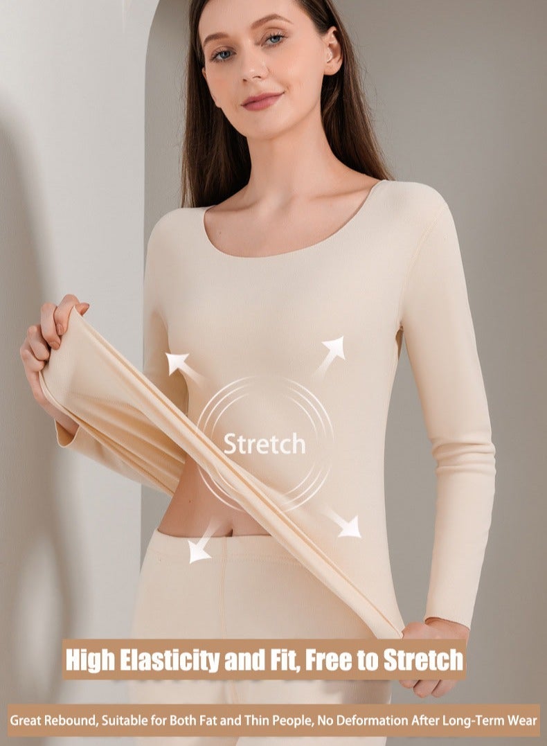 VUCATIN Women and Men Thick Thermal Underwear Set Couples Ultra-Soft Long Johns Set Crew Neck Base Layer Stretch Long Johns Bottoms Leggings for Cold Weather Training Hiking Outdoor Sports (Black) - Image 3