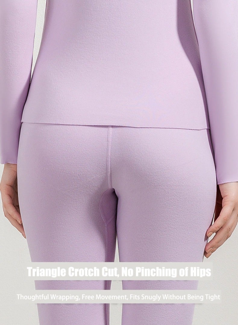 VUCATIN Women and Men Thick Thermal Underwear Set Couples Ultra-Soft Long Johns Set Crew Neck Base Layer Stretch Long Johns Bottoms Leggings for Cold Weather Training Hiking Outdoor Sports (Black) - Image 5