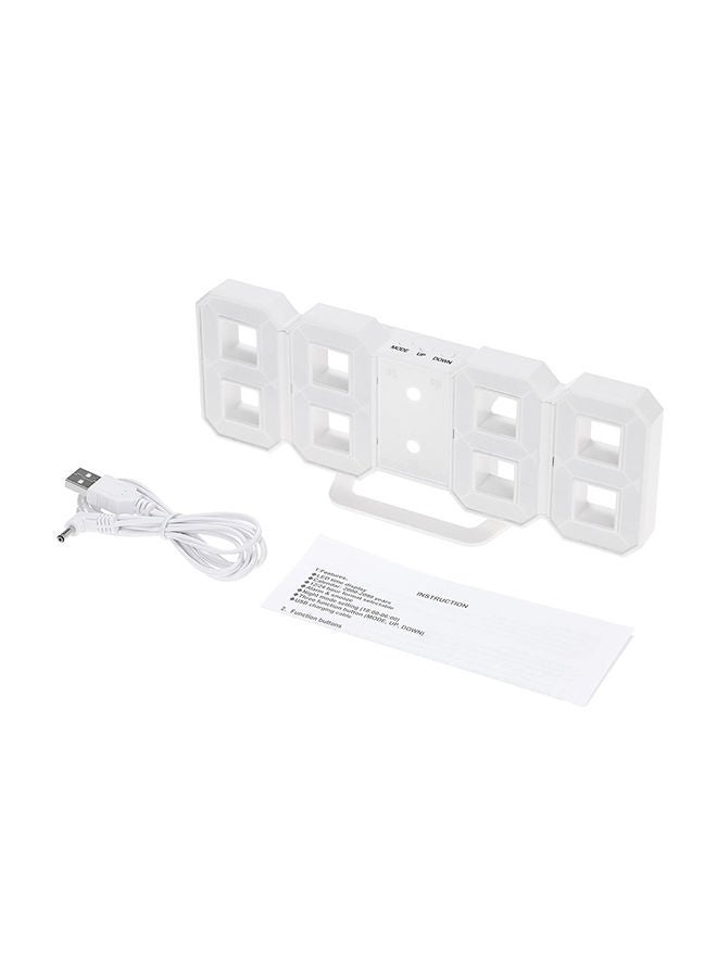 NIBEMINENT 3D LED Digital Alarm Desk Clock White 21.2 x 8.3 3.5centimeter - Image 1