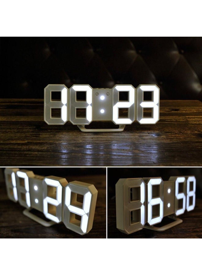 NIBEMINENT 3D LED Digital Alarm Desk Clock White 21.2 x 8.3 3.5centimeter - Image 4