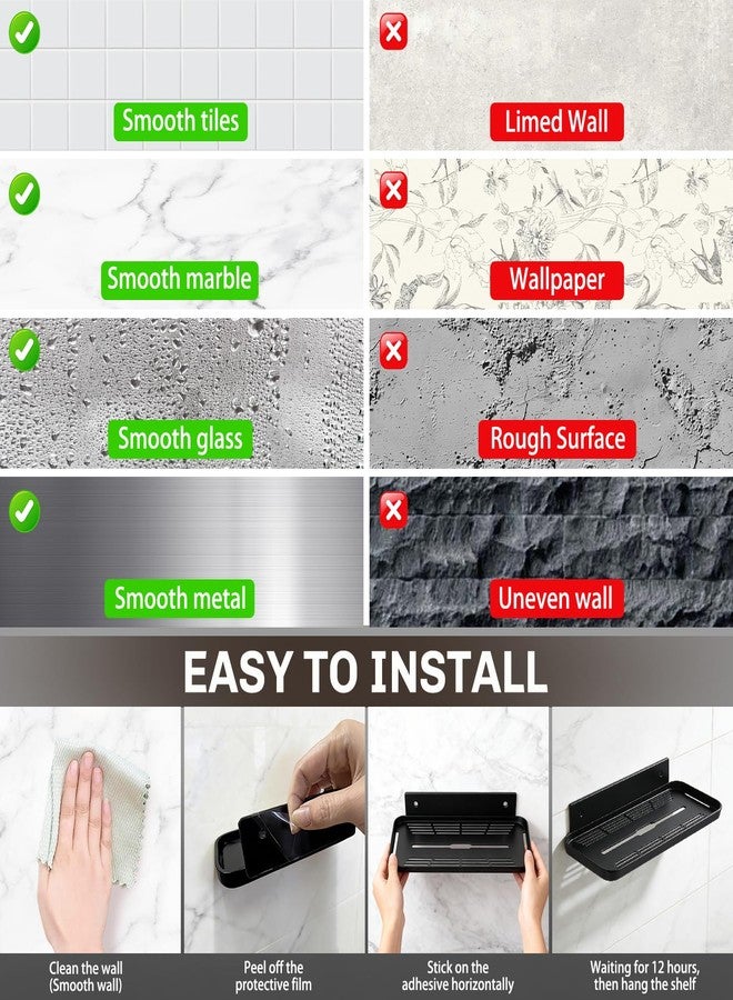 FAYYGYH أرفف عائمة لاصقة من FAYYGYH، لا تحتاج إلى حفر، رف عائم للتخزين على الحائط، منظم مثبت على الحائط بدون إتلاف، مناسب للحمام والمطبخ وغرفة النوم والمكتب (أسود، قطعتان) - Image 5