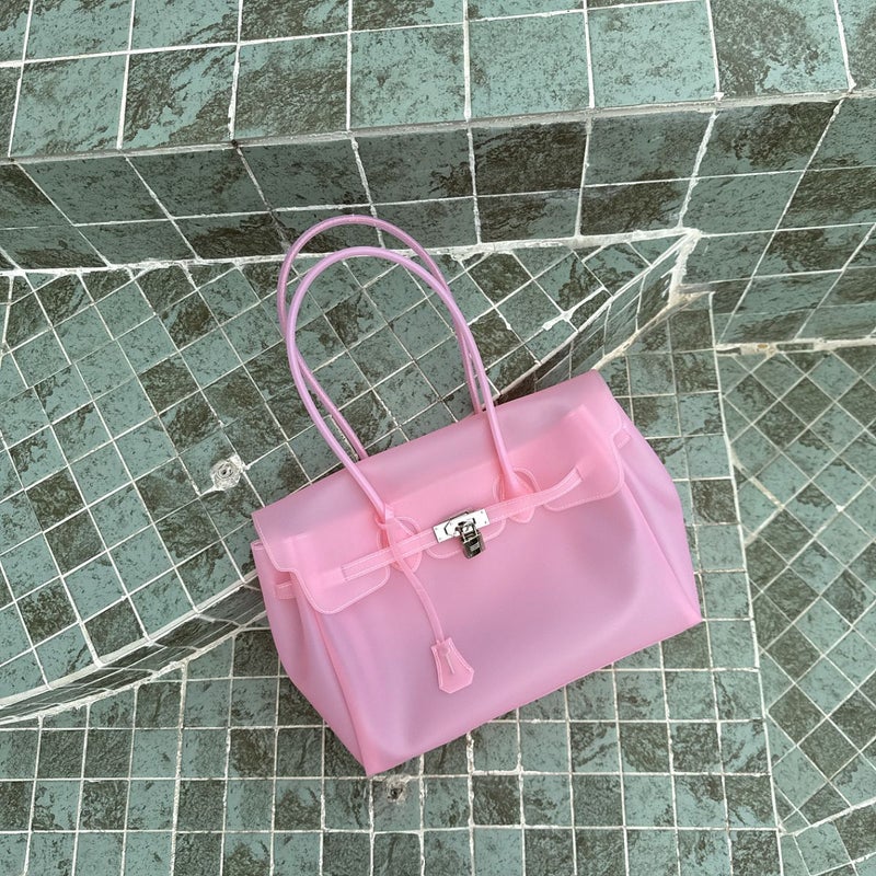 2026 Summer New TPU Jelly Tote Bag - Clear Transparent Large Capacity Shoulder Bag for Women, Minimalist Commuter Style