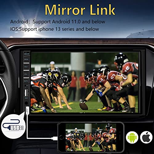 Naifay Double Din Car Stereo Compatible with Apple Carplay and Android Auto, 7 inch HD Touchscreen Car Radio Car Audio Receivers, Bluetooth, Backup Camera, Mirror Link, USB/AUX/TF/Subwoofer, FM Radio - Image 3