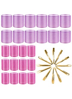 Hair Curlers Rollers, Cludoo 36Pcs Jumbo Big Hair Roller Sets with Stainless Steel Duckbill Clip, 2 Size Self Grip Hair Curlers Rollers for Long Medium Short Thick Fine Thin Hair Bangs Volume