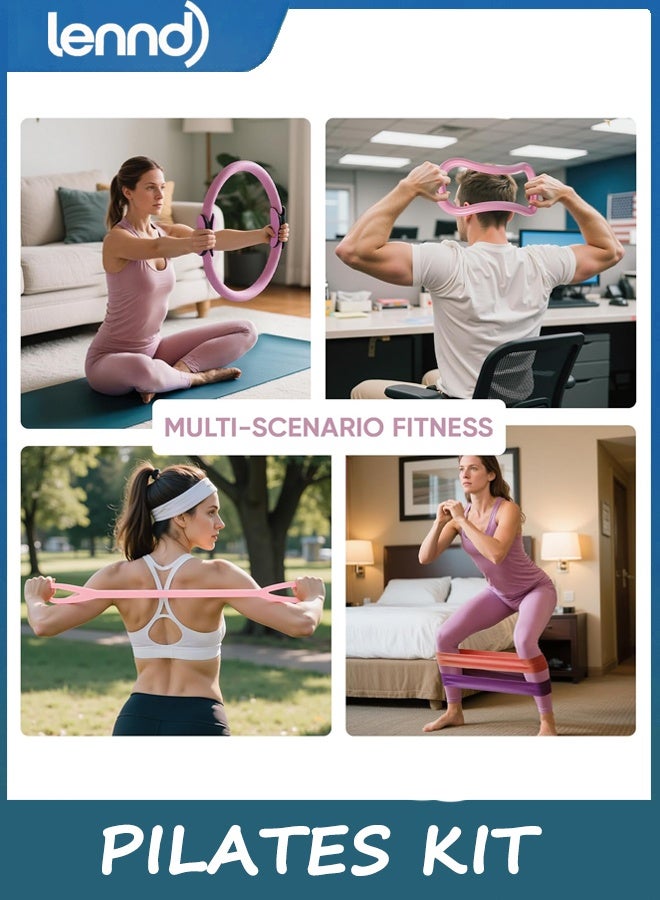 LENND Home Pilates Kit for Women Pilates Equipment Ring and Ball Set Magic Circle Hoop with 5 Resistance Bands Compact Toning Fitness Essentials Starter Set Accessories - Image 3