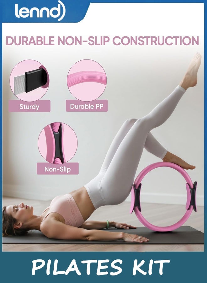 LENND Home Pilates Kit for Women Pilates Equipment Ring and Ball Set Magic Circle Hoop with 5 Resistance Bands Compact Toning Fitness Essentials Starter Set Accessories - Image 2
