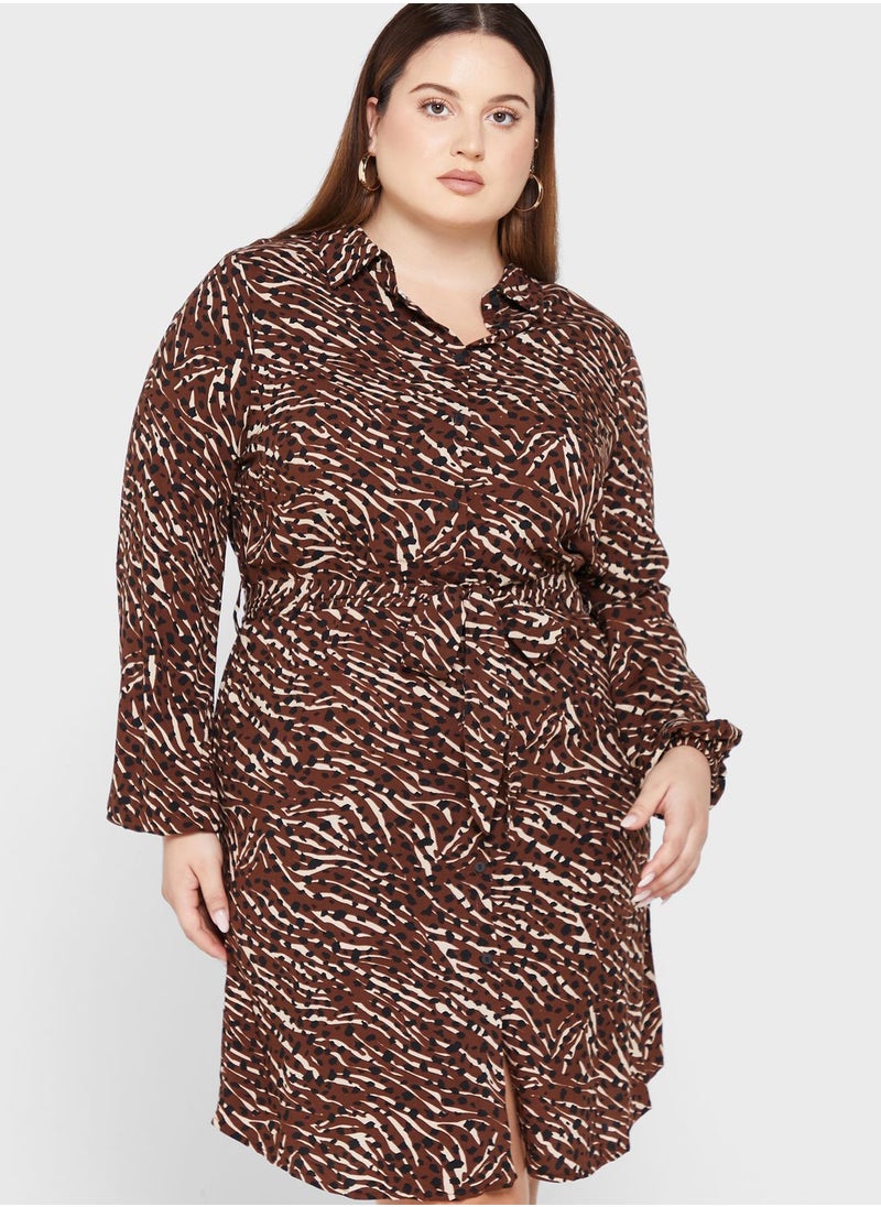 Only Carmakoma - Printed Polo Neck Ruffle Dress - Image 1
