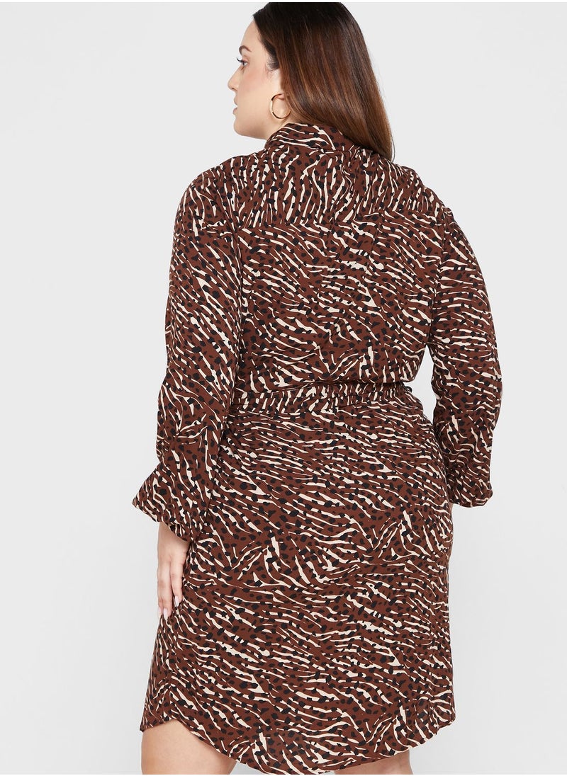 Only Carmakoma - Printed Polo Neck Ruffle Dress - Image 1