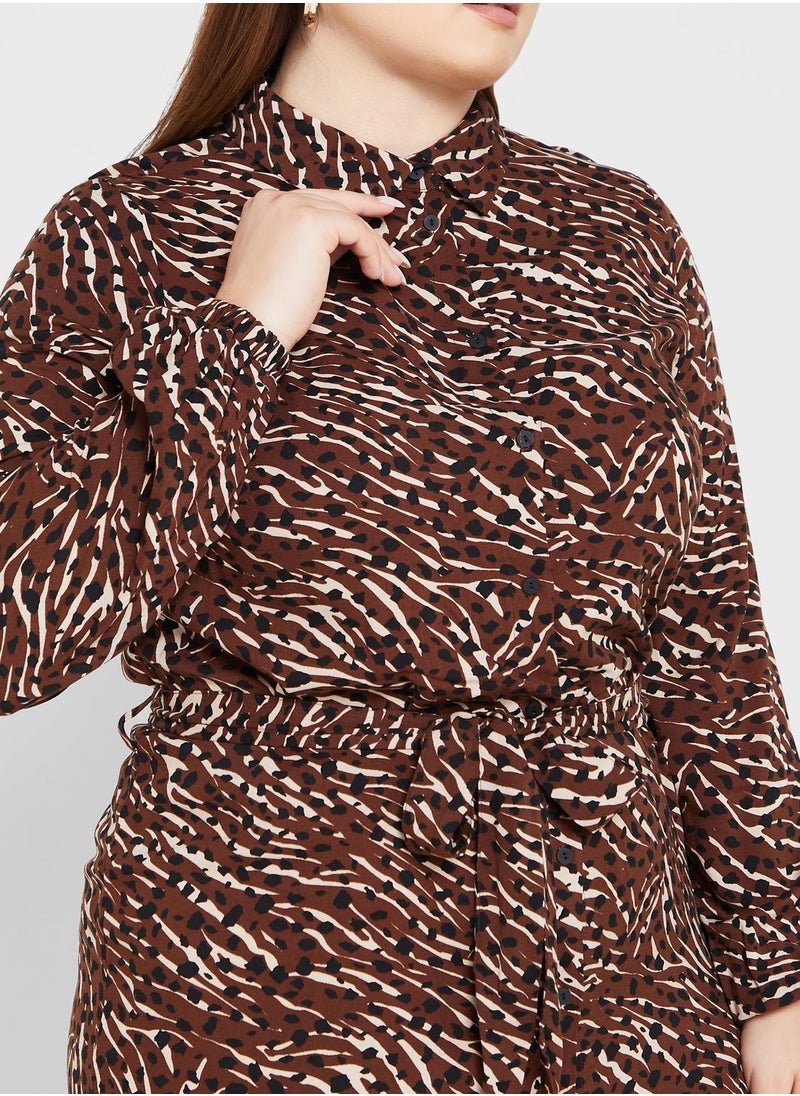 Only Carmakoma - Printed Polo Neck Ruffle Dress - Image 1