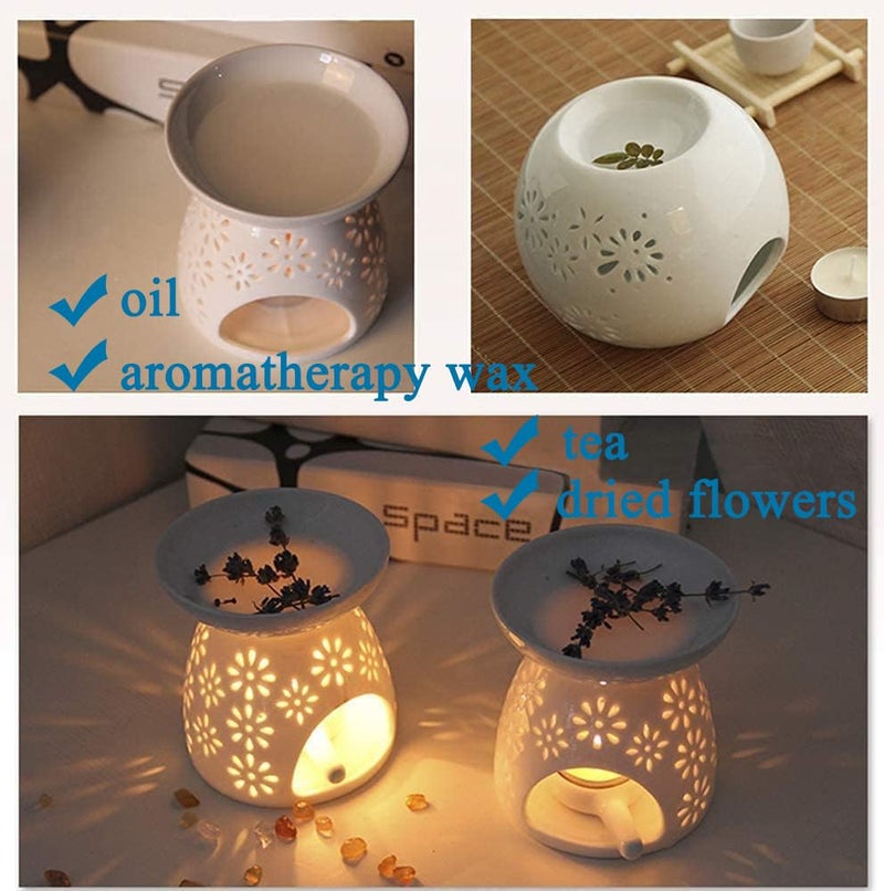 HwaGui - Ceramic Tea Light Holder & Wax Warmer, Aromatherapy Essential Oil Burner, Great Decoration for Living Room, Balcony, Patio, Porch and Garden - Image 3