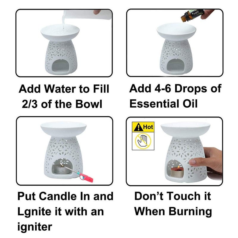 HwaGui - Ceramic Tea Light Holder & Wax Warmer, Aromatherapy Essential Oil Burner, Great Decoration for Living Room, Balcony, Patio, Porch and Garden - Image 5