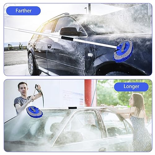 LUKCOZMO 62" Car Wash Brush with Long Handle and Car Wash Brush Microfiber Car Cleaning Brush Kit for Car RV Truck Cleaning 1 Chenille Scratch-Free Replacement Head with Aluminum Alloy Pole (Blue) - Image 5