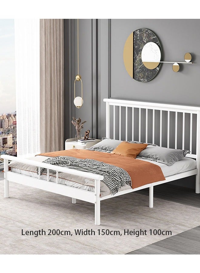 NKX Modern Thickened Carbon Steel Rib Frame Bed with Rectangle Hollow Headboard for Bedroom  - Image 1