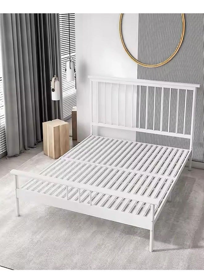 NKX Modern Thickened Carbon Steel Rib Frame Bed with Rectangle Hollow Headboard for Bedroom  - Image 2
