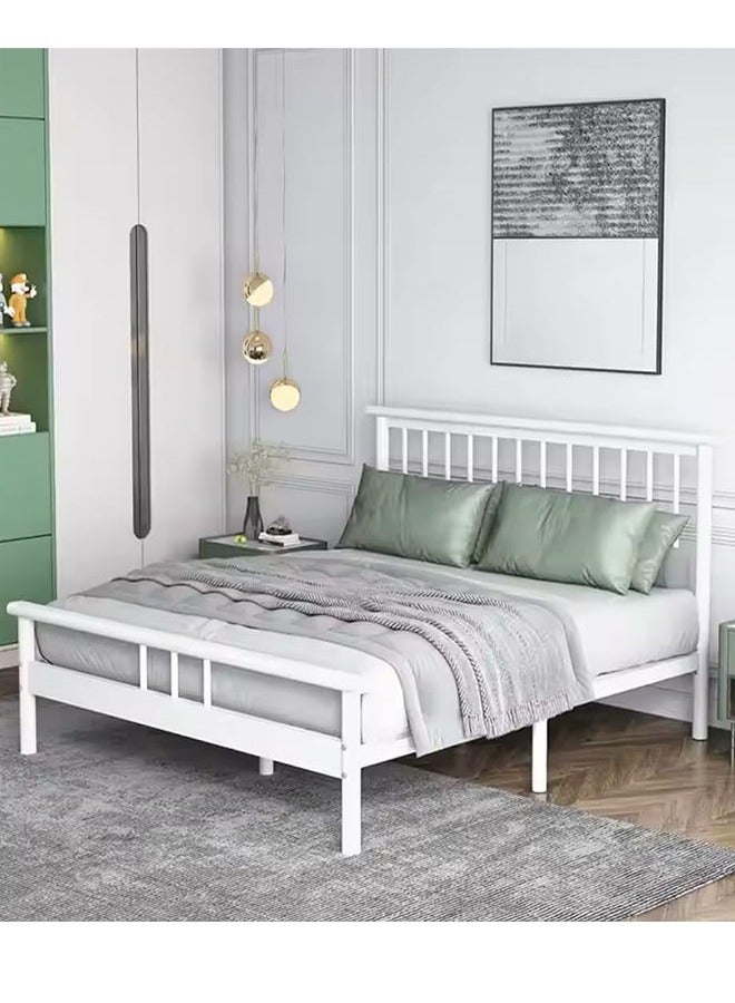 NKX Modern Thickened Carbon Steel Rib Frame Bed with Rectangle Hollow Headboard for Bedroom  - Image 3