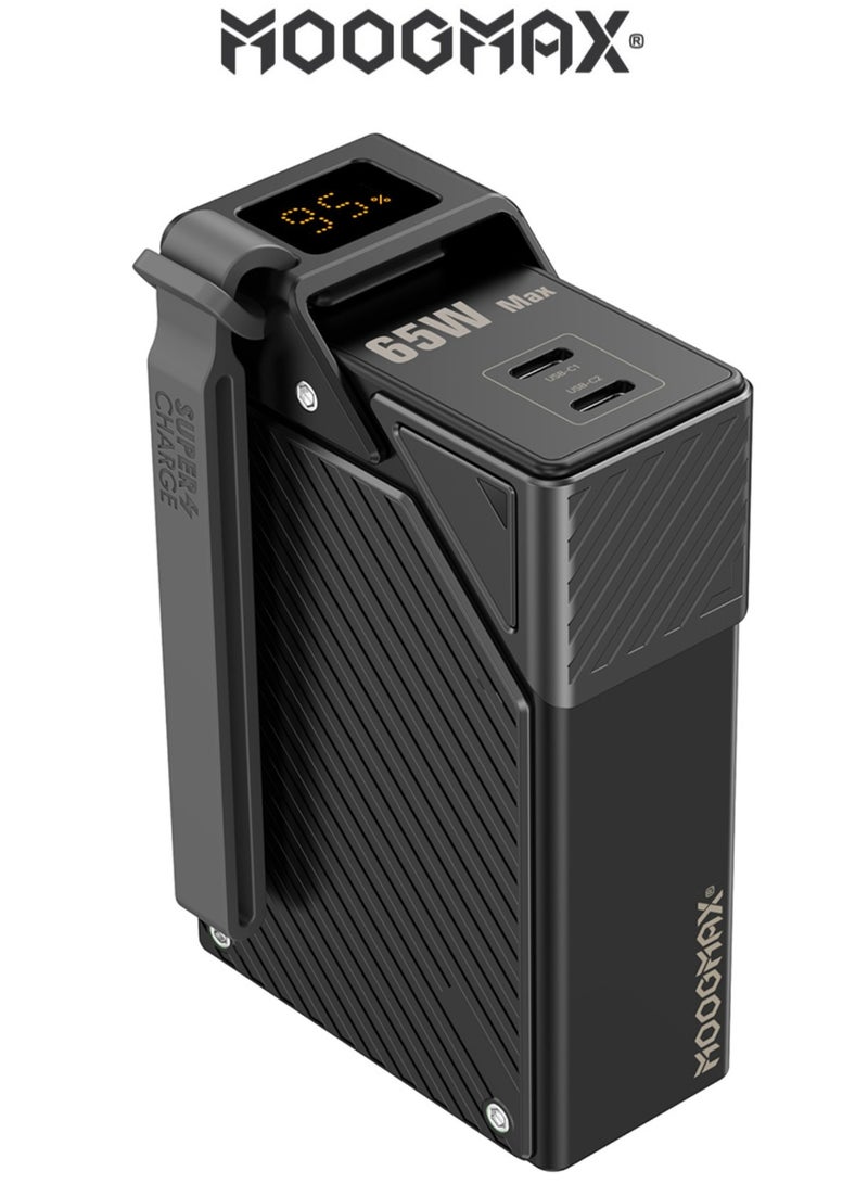 MOOGMAX power bank 20000mAh. Powerful power bank fast charging 65W. Dual-port fast charging battery (2* Type C PD charger). Portable powerbank supports laptop charging. powerbank 20000 with digital display. Portable charger iPhone, Samsung, Honor, & other phones & even laptops. From MOOGMAX - Image 1