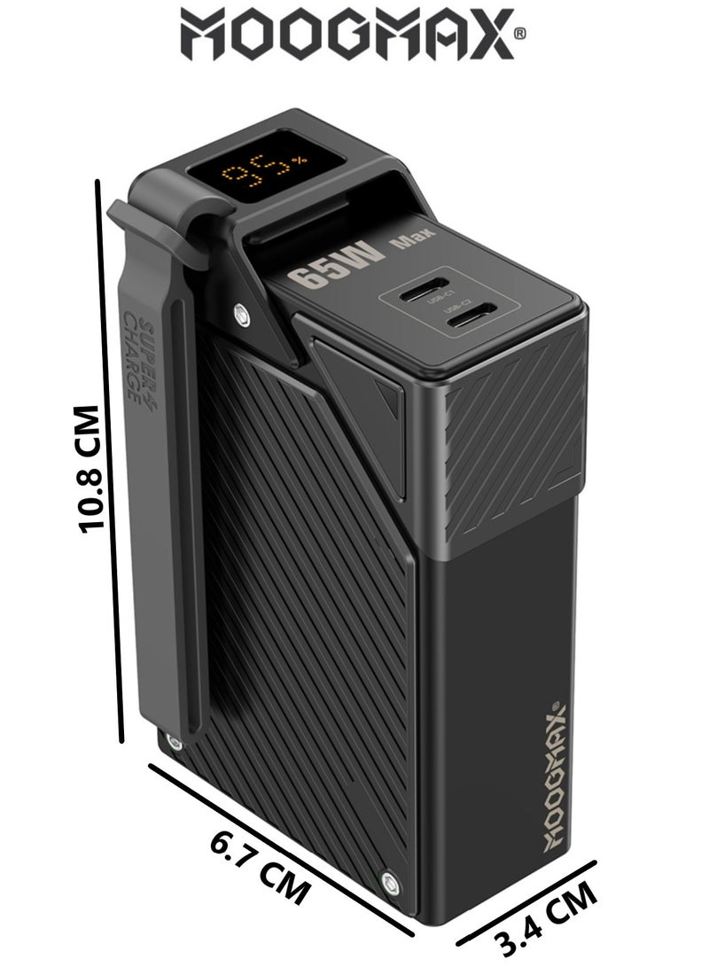 MOOGMAX power bank 20000mAh. Powerful power bank fast charging 65W. Dual-port fast charging battery (2* Type C PD charger). Portable powerbank supports laptop charging. powerbank 20000 with digital display. Portable charger iPhone, Samsung, Honor, & other phones & even laptops. From MOOGMAX - Image 2