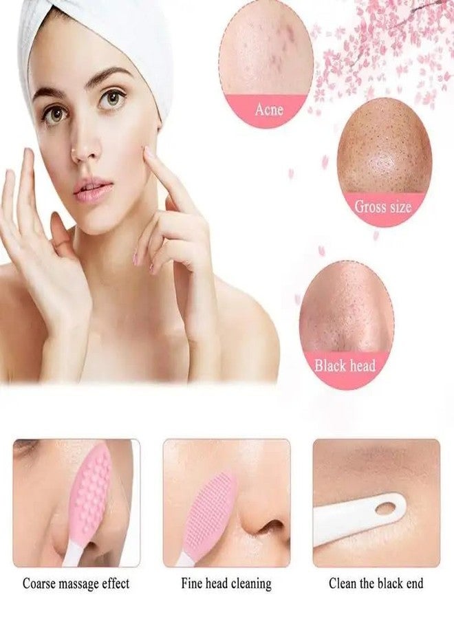 KitchenFest® Silicone Double Sided Lip/Nose Exfoliating for Blackheads Remover Cleaning Soft Bristles Brush, Random Color (M, 2) - Image 5